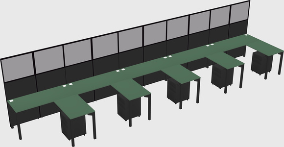 Shared l-shaped cubicle