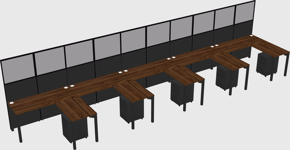 Shared l-shaped cubicle