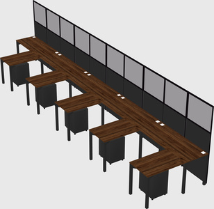 Shared l-shaped cubicle