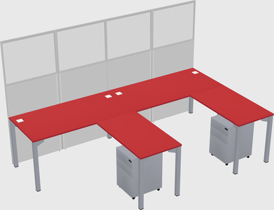 Shared l-shaped cubicle