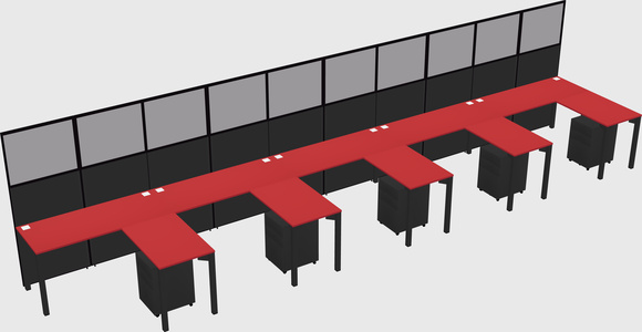 Shared l-shaped cubicle