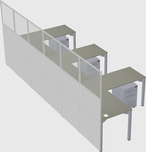 Shared l-shaped cubicle