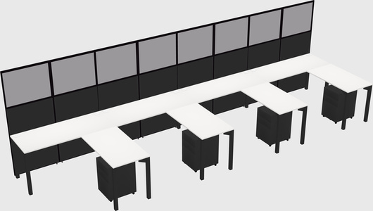 Shared l-shaped cubicle