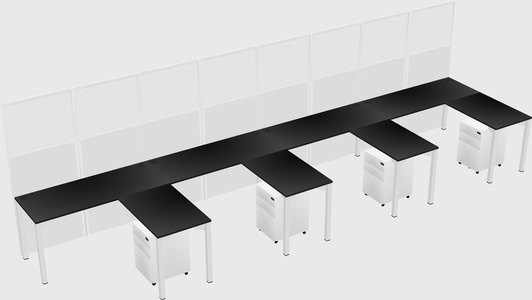 Shared l-shaped cubicle