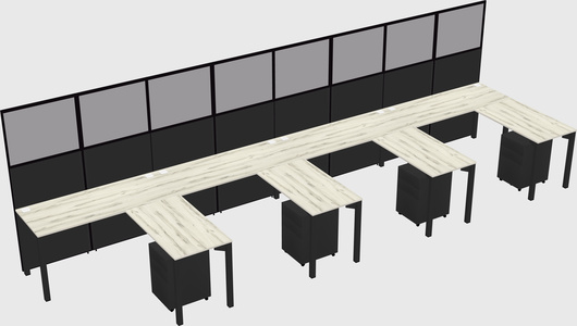 Shared l-shaped cubicle