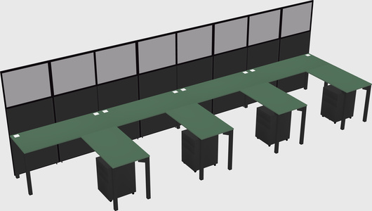 Shared l-shaped cubicle