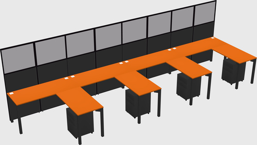 Shared l-shaped cubicle