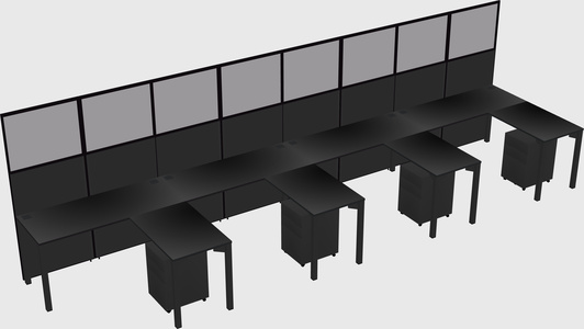 Shared l-shaped cubicle