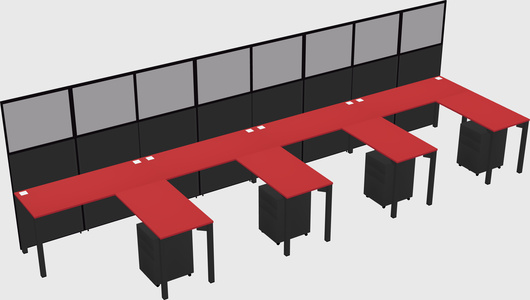 Shared l-shaped cubicle