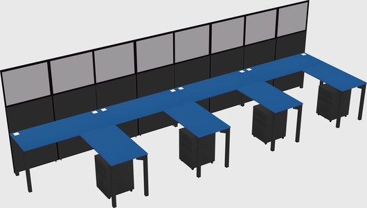 Shared l-shaped cubicle