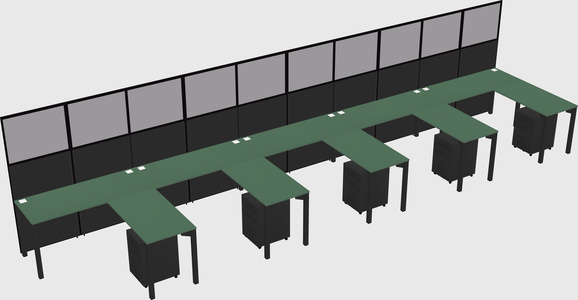 Shared l-shaped cubicle