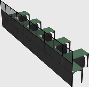 Shared l-shaped cubicle