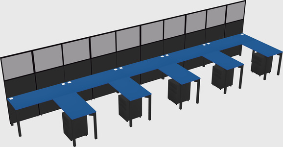 Shared l-shaped cubicle
