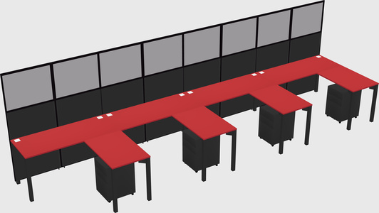 Shared l-shaped cubicle