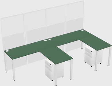 Shared l-shaped cubicle