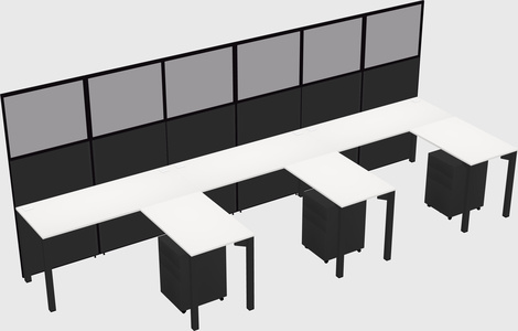 Shared l-shaped cubicle