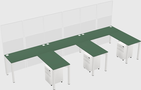 Shared l-shaped cubicle
