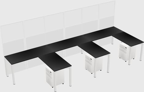 Shared l-shaped cubicle