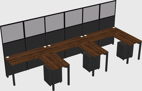 Shared l-shaped cubicle