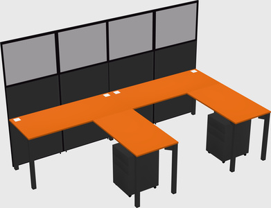 Shared l-shaped cubicle