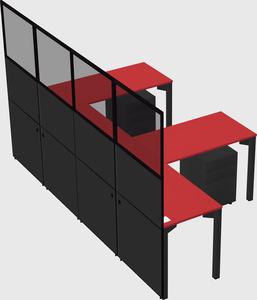 Shared l-shaped cubicle