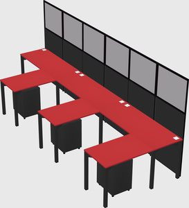 Shared l-shaped cubicle