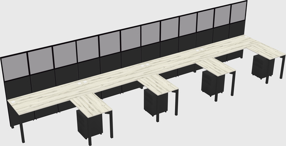 Shared l-shaped cubicle