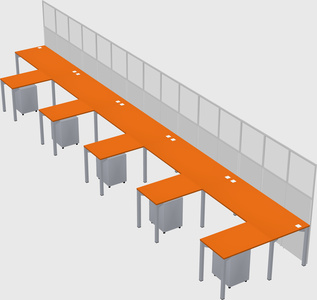 Shared l-shaped cubicle