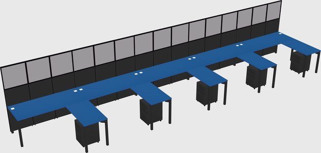 Shared l-shaped cubicle