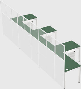 Shared l-shaped cubicle