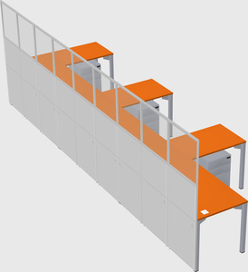 Shared l-shaped cubicle