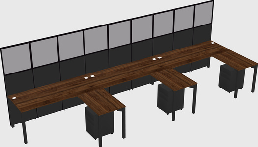 Shared l-shaped cubicle