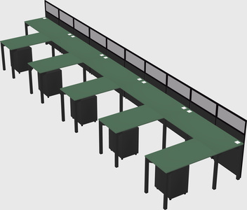 Shared l-shaped cubicle