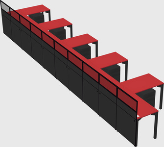 Shared l-shaped cubicle