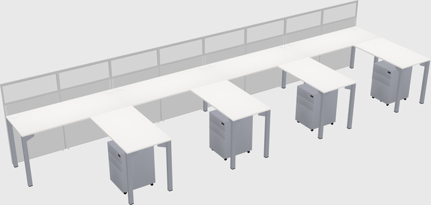 Shared l-shaped cubicle