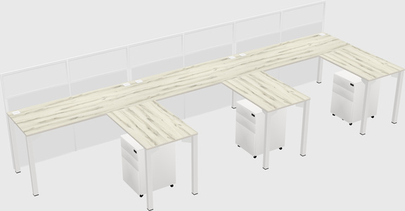 Shared l-shaped cubicle