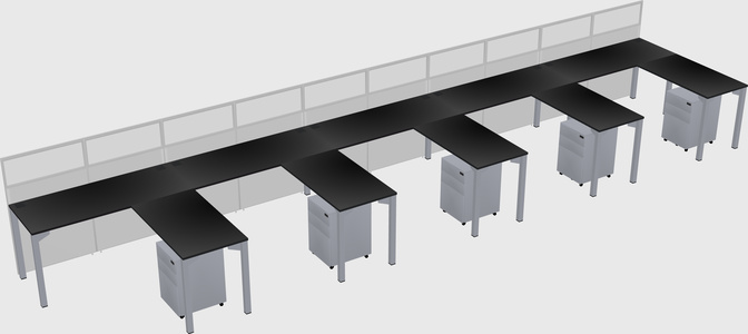 Shared l-shaped cubicle
