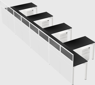 Shared l-shaped cubicle