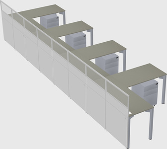 Shared l-shaped cubicle