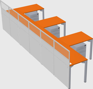 Shared l-shaped cubicle