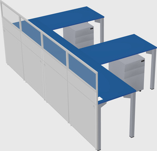 Shared l-shaped cubicle