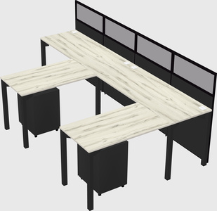 Shared l-shaped cubicle