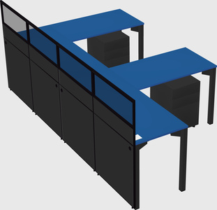 Shared l-shaped cubicle