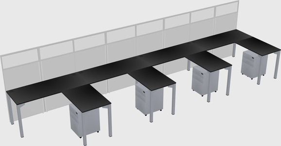 Shared l-shaped cubicle