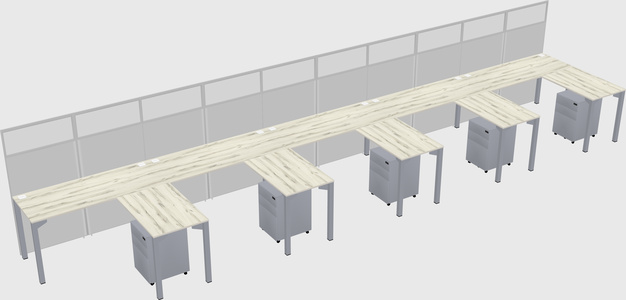 Shared l-shaped cubicle