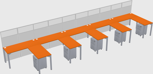 Shared l-shaped cubicle