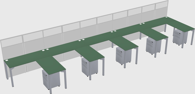 Shared l-shaped cubicle