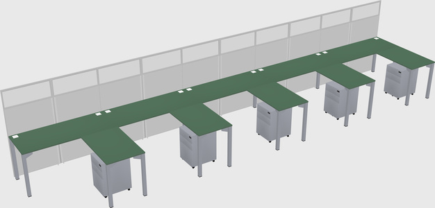 Shared l-shaped cubicle