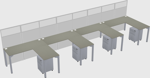 Shared l-shaped cubicle
