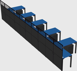 Shared l-shaped cubicle